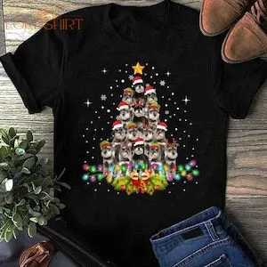 Schnauzer Dogs Tree Christmas Xmas Pet Animal Dog T-shirt