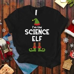 Science Elf Christmas T-shirt For Men And Women Scientist