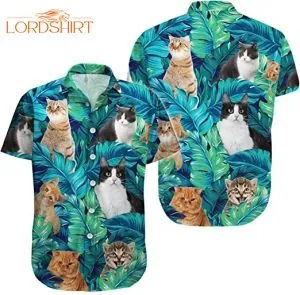 Scottish Fold Tropical Leaves Cat Summer Hawaiian Shirt
