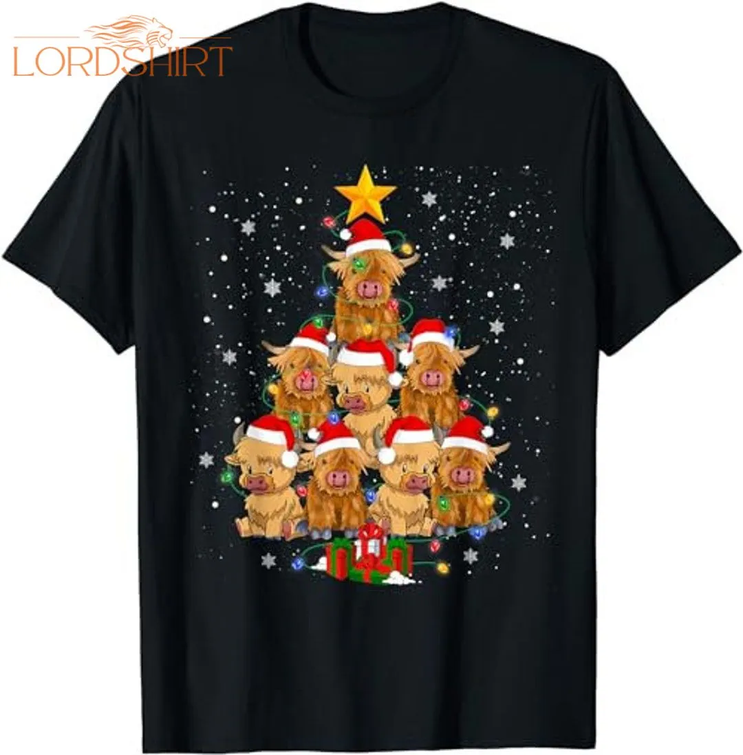 Scottish Highland Cow Christmas Tree Funny Cow Lover Xmas