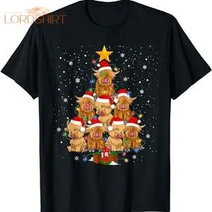 Scottish Highland Cow Christmas Tree Funny Cow Lover Xmas