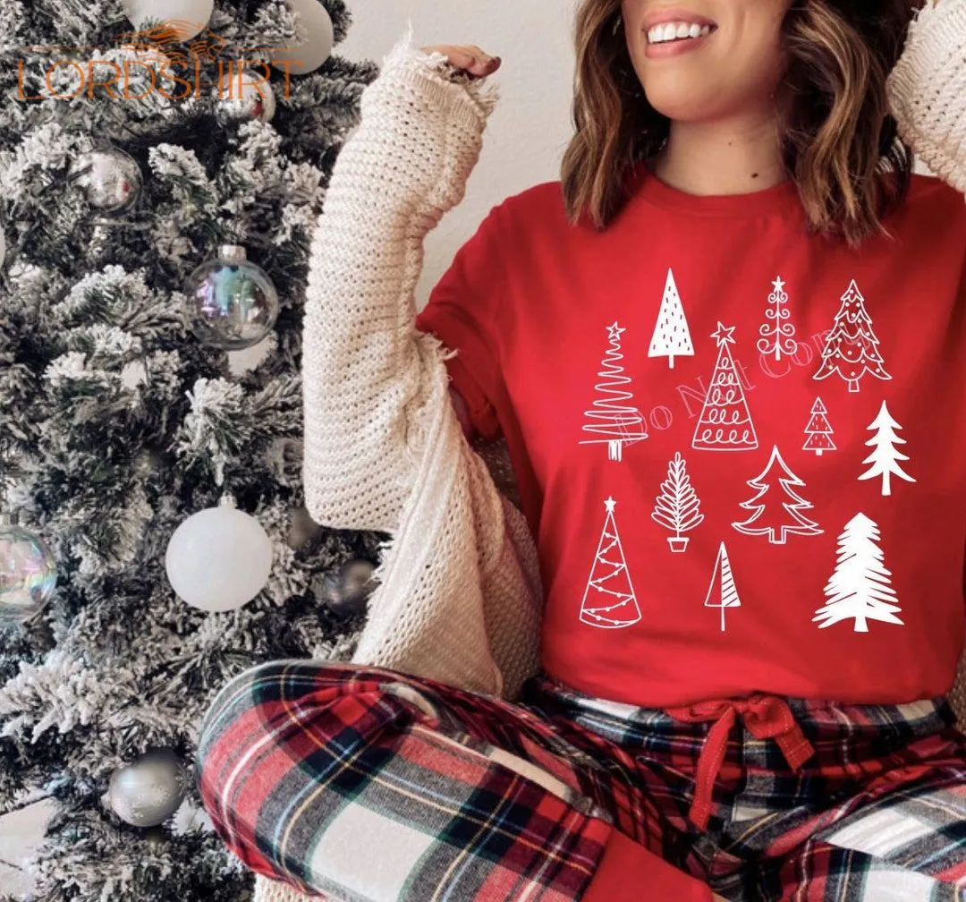 Scribble Christmas Trees Ladies Tshirt / Women's Jo