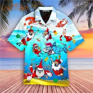 Scuba Diving Santa Claus Christmas Hawaiian Shirt