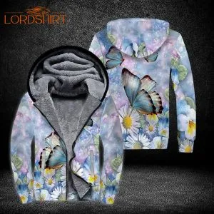 Shasta Daisy Butterfly Fleece Zip Hoodie All Over Print