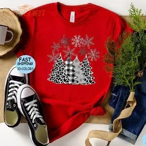 Silver And Black Leopard Christmas Tree Shirt Xmas Family