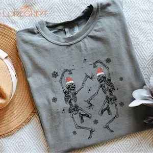 Skeleton Christmas Shirt Spooky Christmas T-shirt Dancing