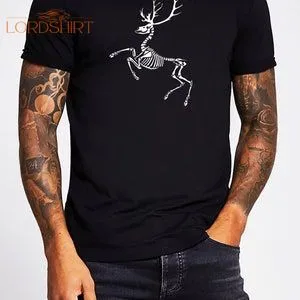 Skeleton Reindeer Unisex T-shirt Gothic Christmas Tshirt Xmas