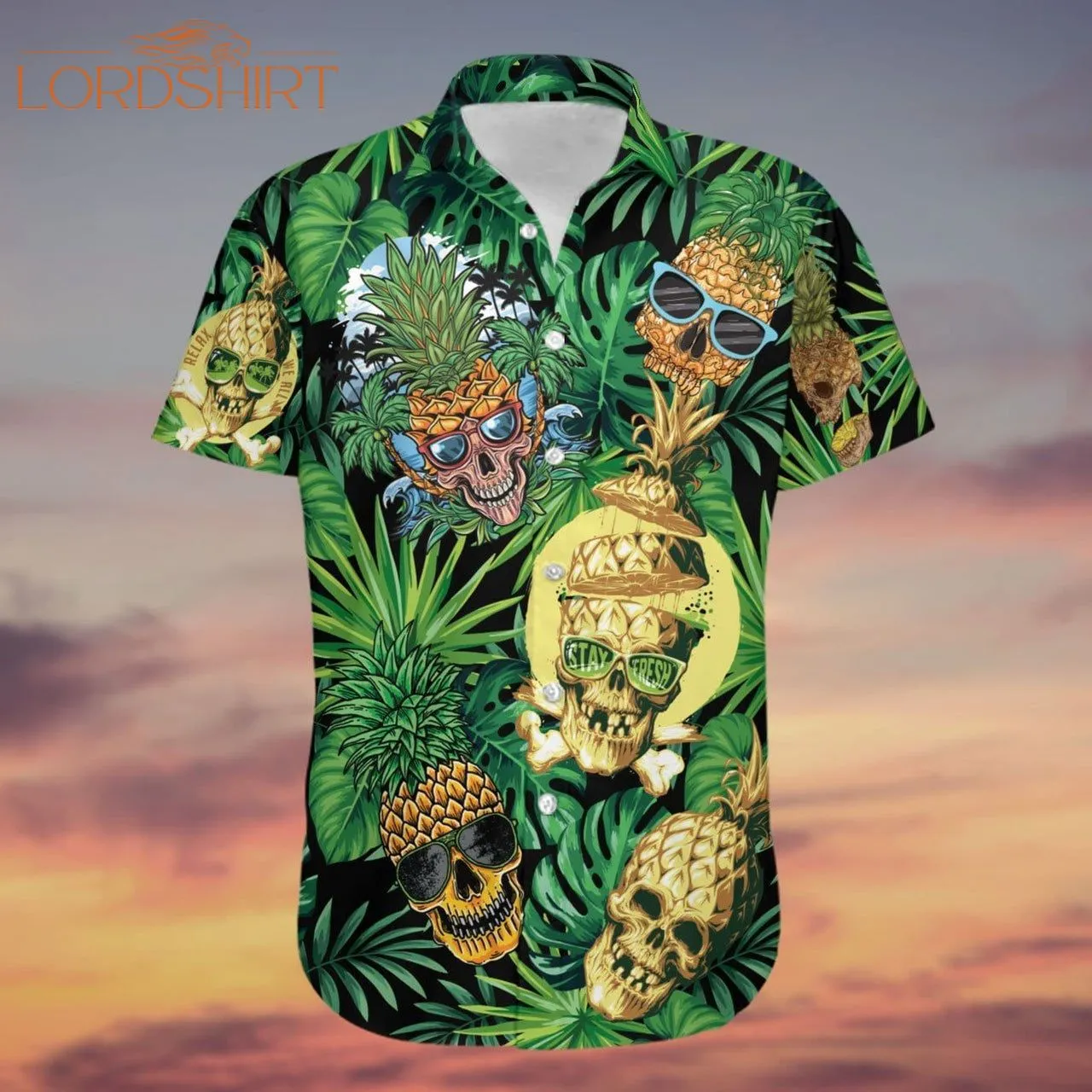 Skull Pineapple Tropical Aloha Hawaiian Shirt