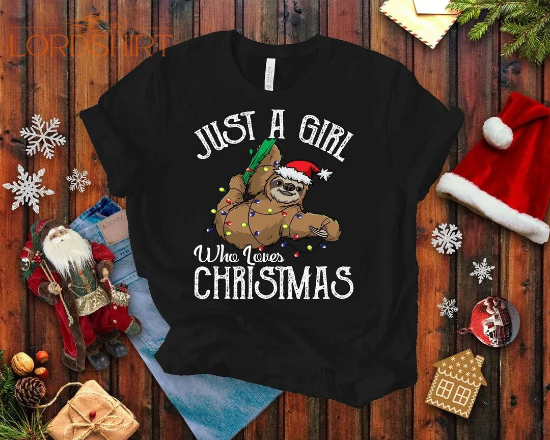 Sloth Girl Christmas T-shirt Sloth Animal Lover Holiday