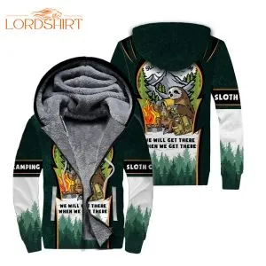 Sloth Hiking Team Fleece Zip Hoodie All Over Print