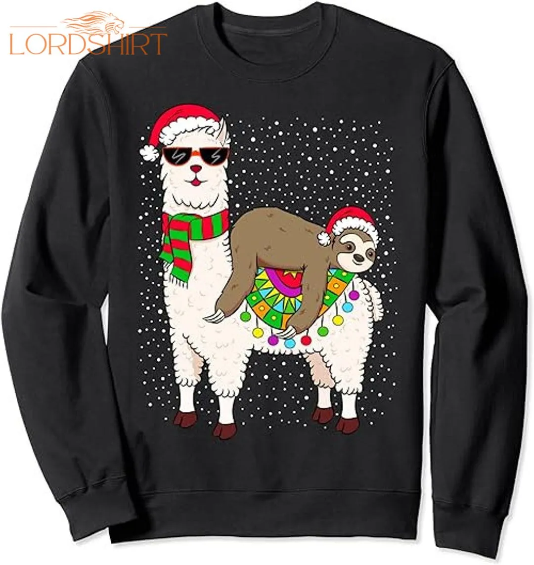 Sloth Riding Llama Christmas Sweater Cute Sloth Xmas Gift