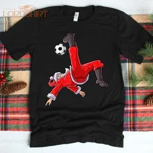 Soccer Christmas Shirt Boys Men Santa Bicycle Kick Xmas Gift