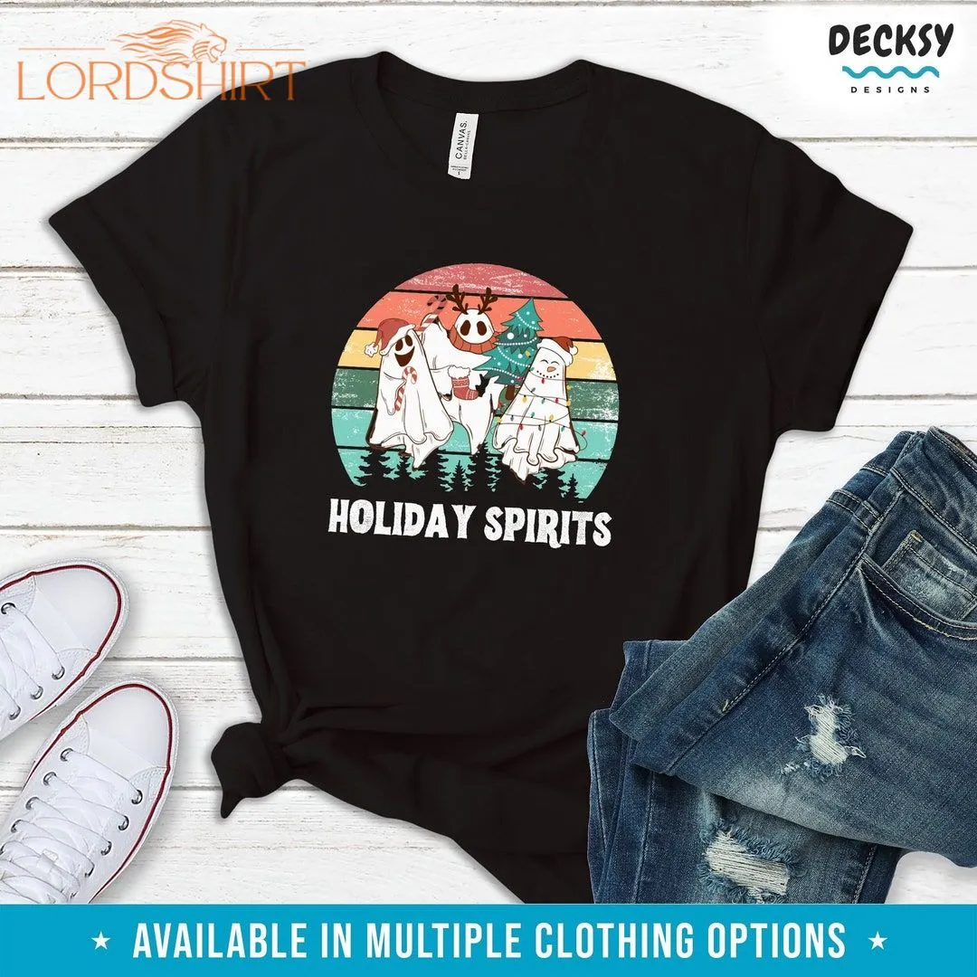 Spooky Christmas Shirt Ghost Santa Tee Holiday Spirits