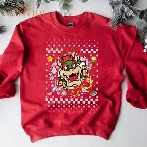 Super Mario Bowser Ugly Christmas Sweatshirt Mario Characters