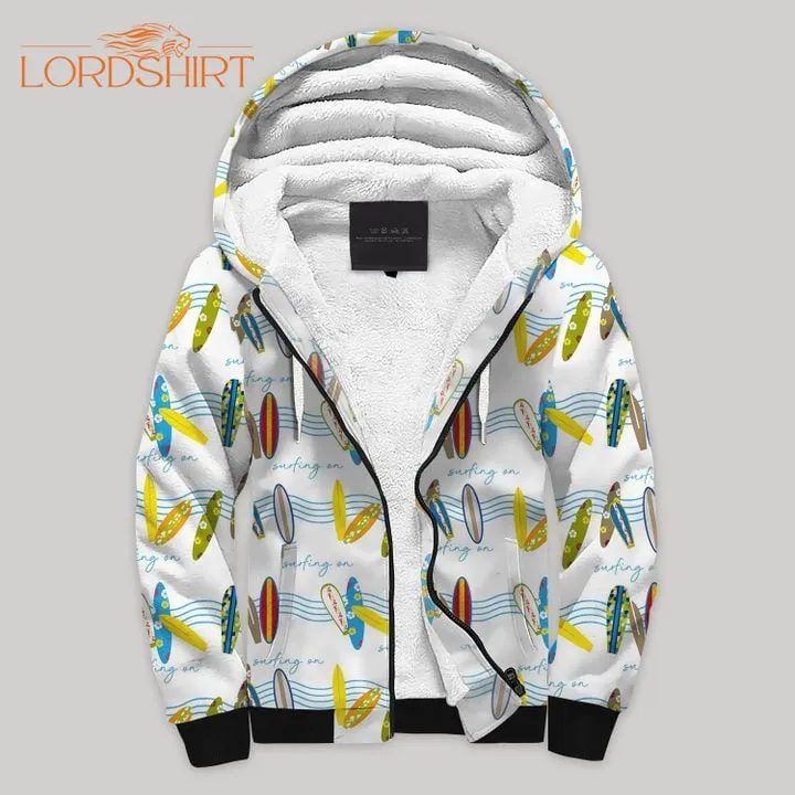 Surfboard Colorful Fleece Zip Hoodie All Over Print