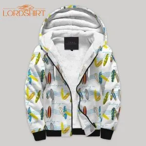 Surfboard Colorful Fleece Zip Hoodie All Over Print