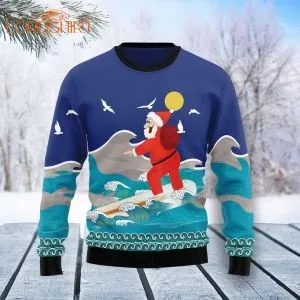 Surfing Santa Ugly Christmas Sweater