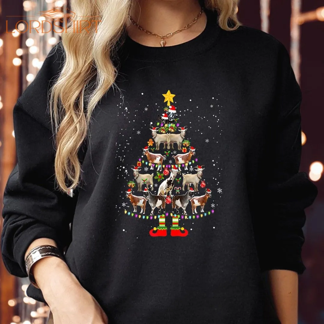 SWEATSHIRT 5362 Farm Animals Goat Christmas Tree Sweatshirt