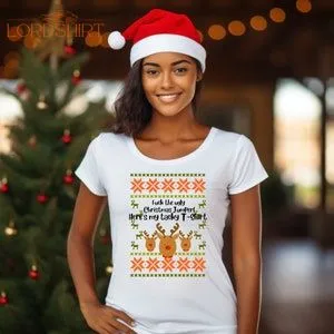 Tacky Christmas T-shirt Ugly Xmas T-shirts For Her Reindeer