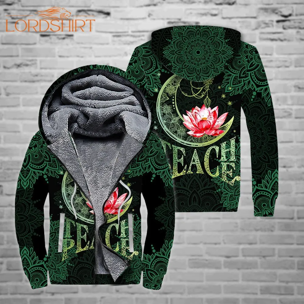 Teacher Teach Peace Fleece Zip Hoodie All Over Print