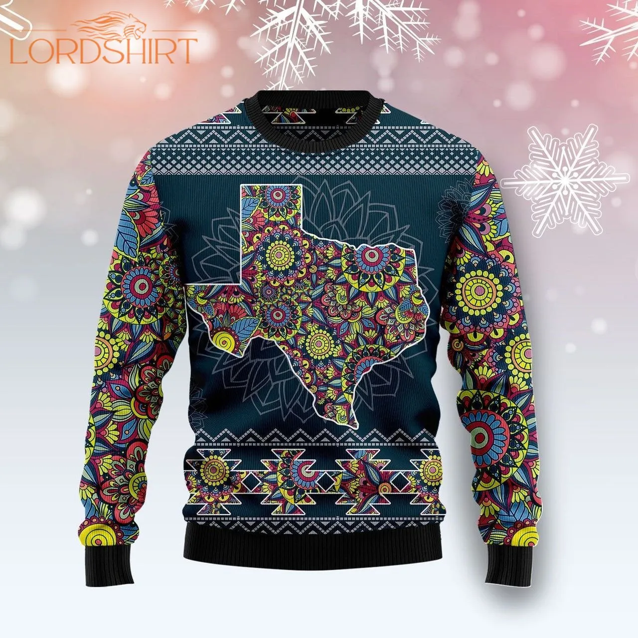 Texas Blue Mandala Ugly Christmas Sweater