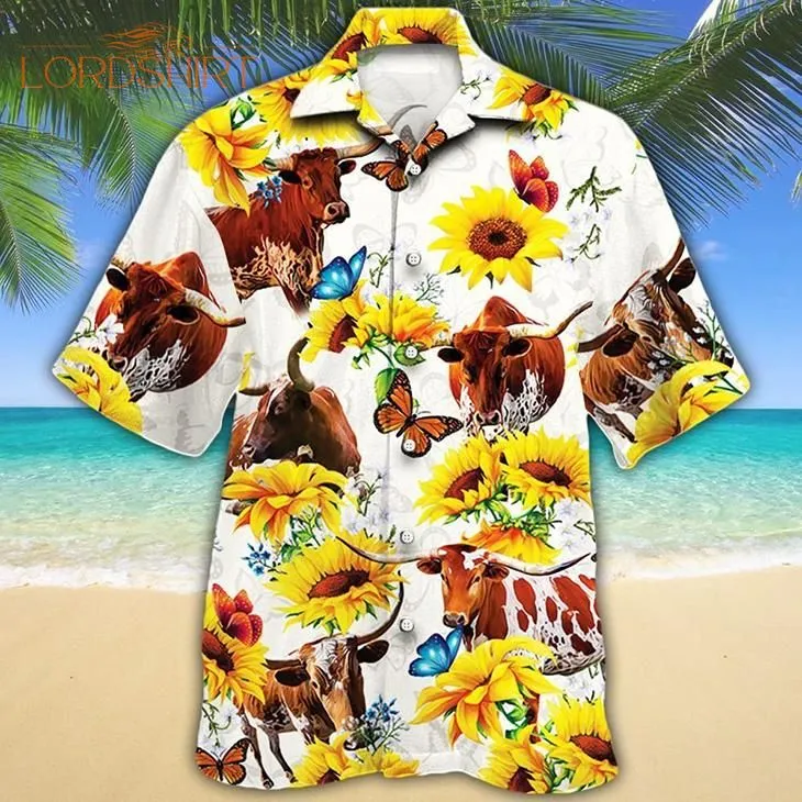 Texas Longhorn Sun Flower Aloha Hawaiian Shirt