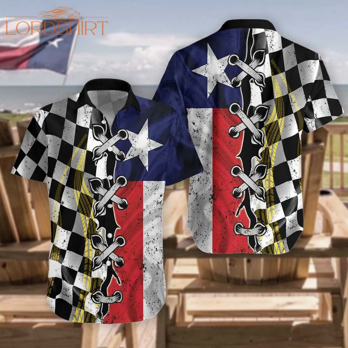 Texas Racing Flag Hawaiian Shirt