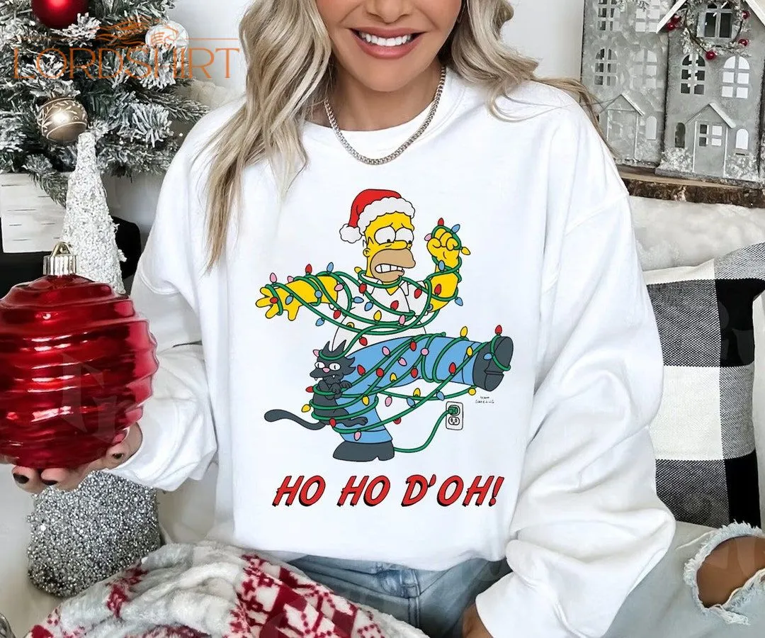 The Simpsons Homer And Snowball Christmas Lights Sweatshirt