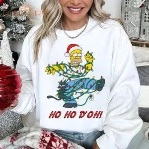 The Simpsons Homer And Snowball Christmas Lights Sweatshirt