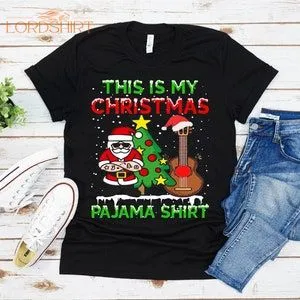 This Is My Christmas Pajama Shirt Guitar Christmas T-shirt For