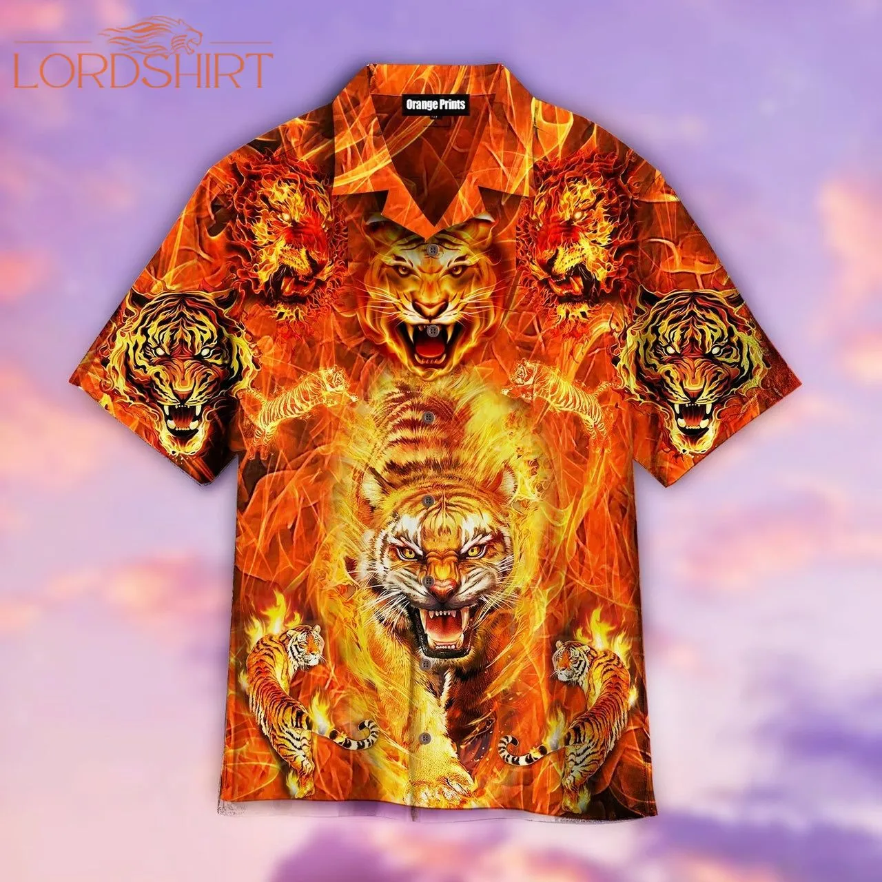 Tiger Playing With Fire Aloha Hawaiian Shirt