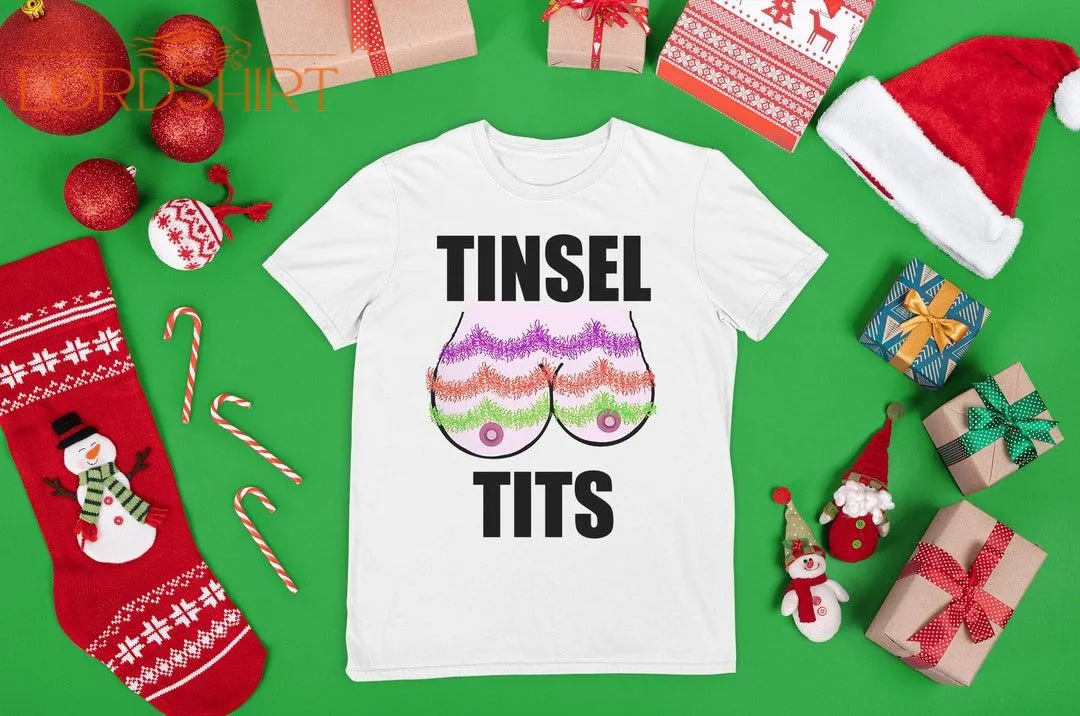 Tinsel Tits Office Party Christmas Funny Xmas T-shirt Festive