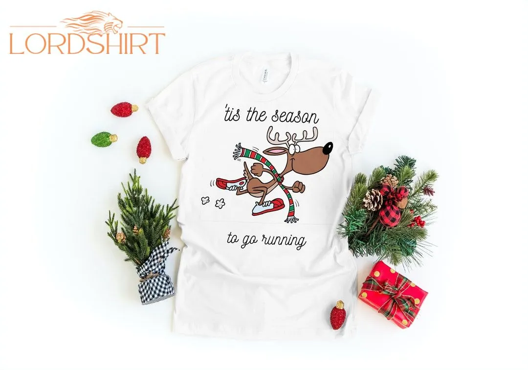 Tis The Season Raindeer Running T Shirt