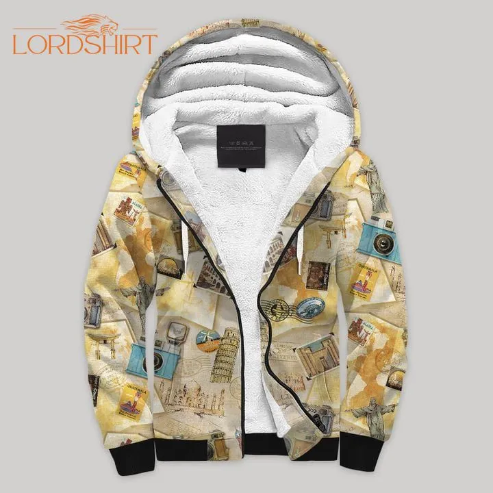 Travels Blanket Fleece Zip Hoodie All Over Print