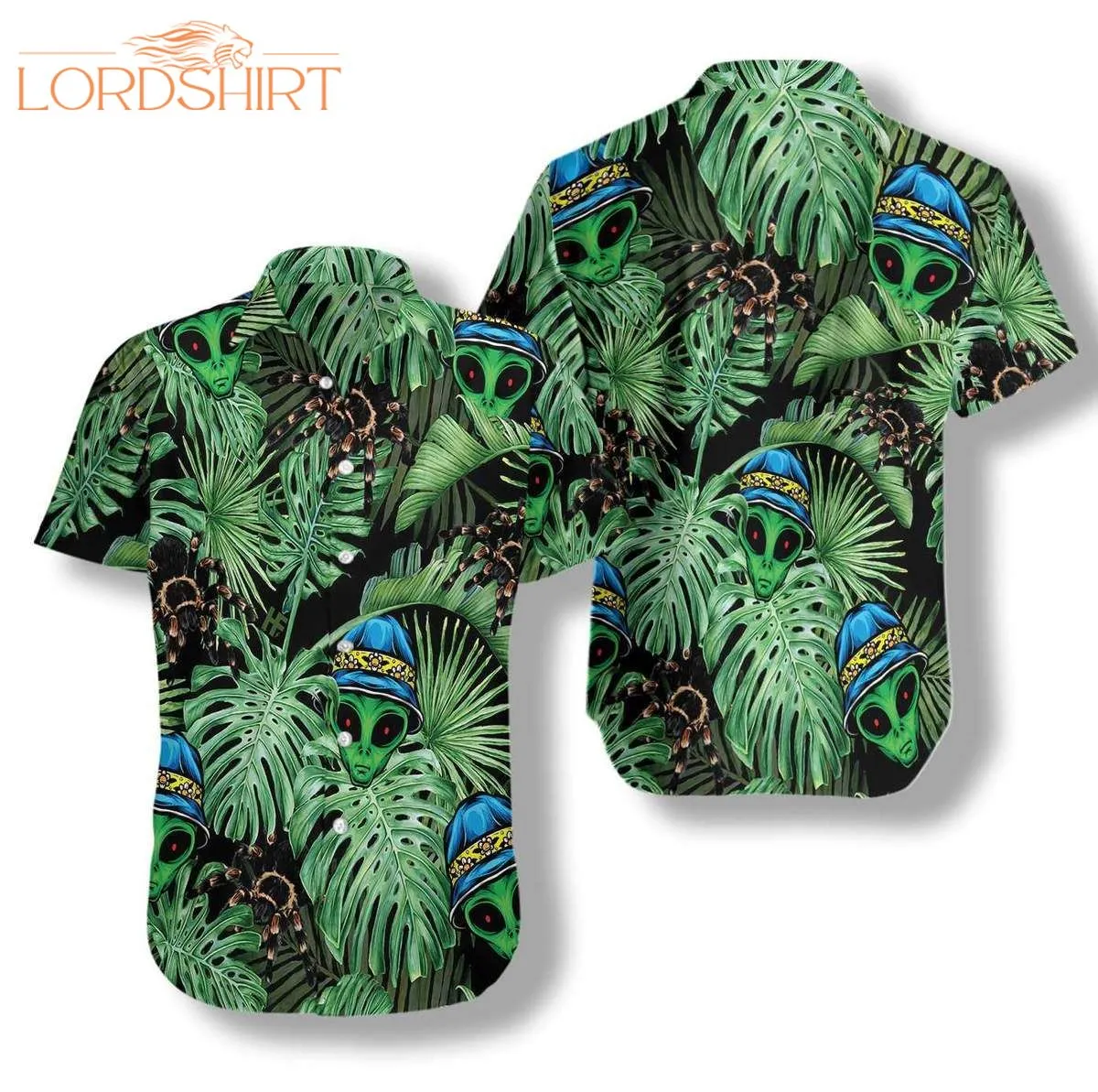 Tropical Alien And Spider Hawaiian Shirt