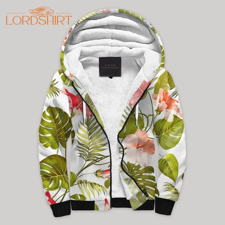 Tropical Flower Fleece Zip Hoodie All Over Print