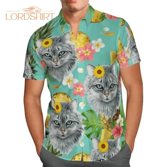 Tropical Pineapple Cat Hawaiian Shirt