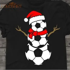 TSHIRT 5298 FOOTBALL SNOWMAN Santa Hat England Soccer Cute