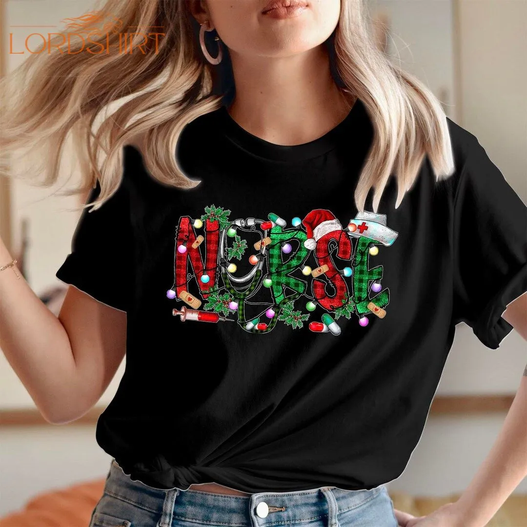 TSHIRT 5347 Nurse Merry Christmas T-shirt Festive Holiday