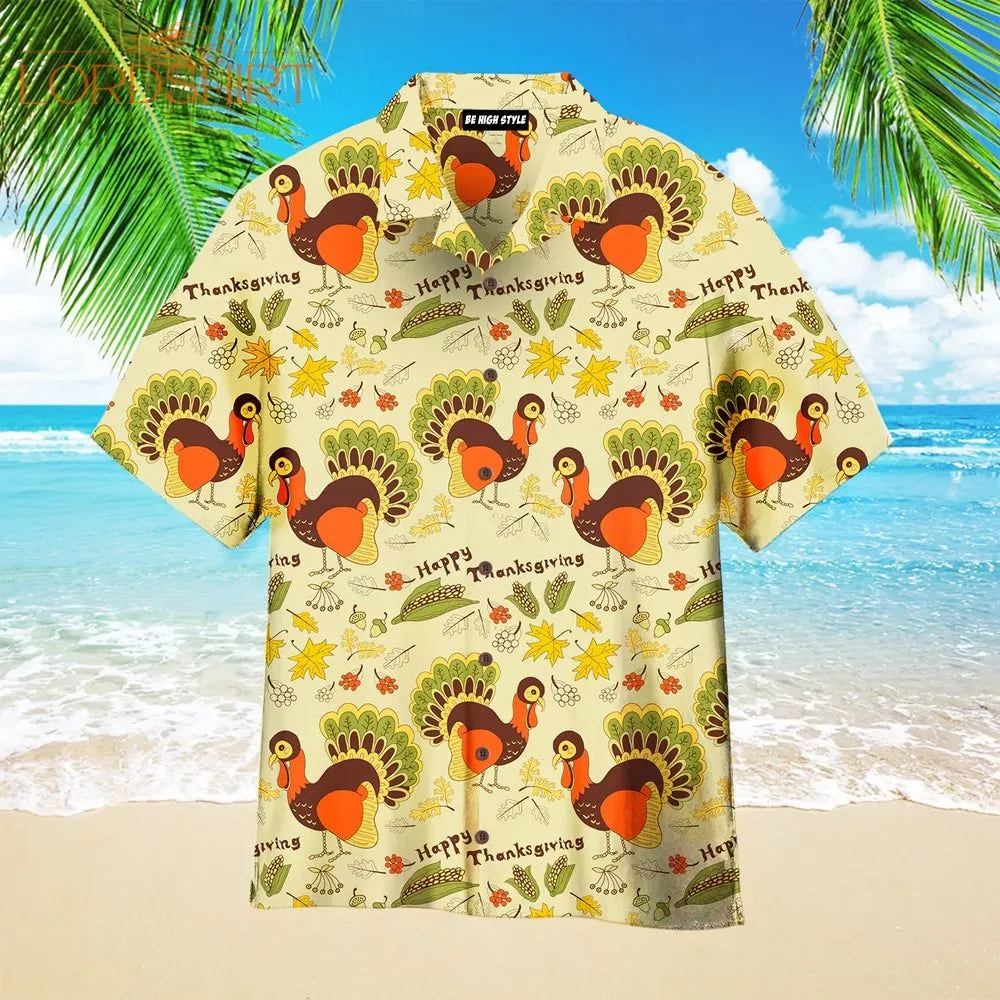 Turkey For Thanksgiving Pattern Aloha Hawaiian Shirt