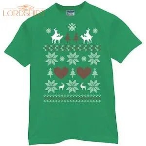 Ugly Christmas Sweater Humping Deer T Shirt Green Funny