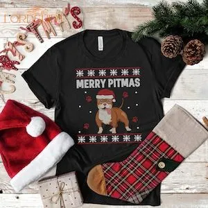 Ugly Pit Bull Christmas T-shirt Dog Funny Tank Top Hoodie