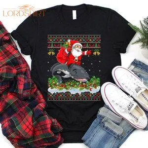 Ugly Santa Riding Catfish Christmas T-shirt Catfish