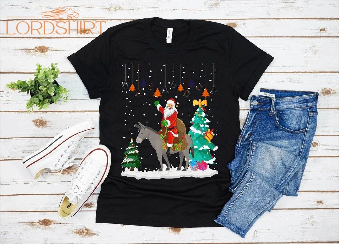 Ugly Santa Riding Donkey Christmas T-shirt For Men Women