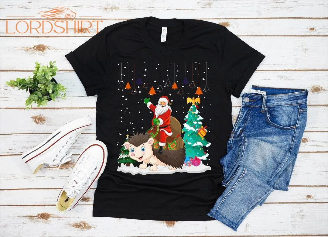 Ugly Santa Riding Hedgehog Christmas T-shirt For Men Women