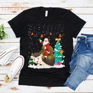 Ugly Santa Riding Hedgehog Christmas T-shirt For Men Women