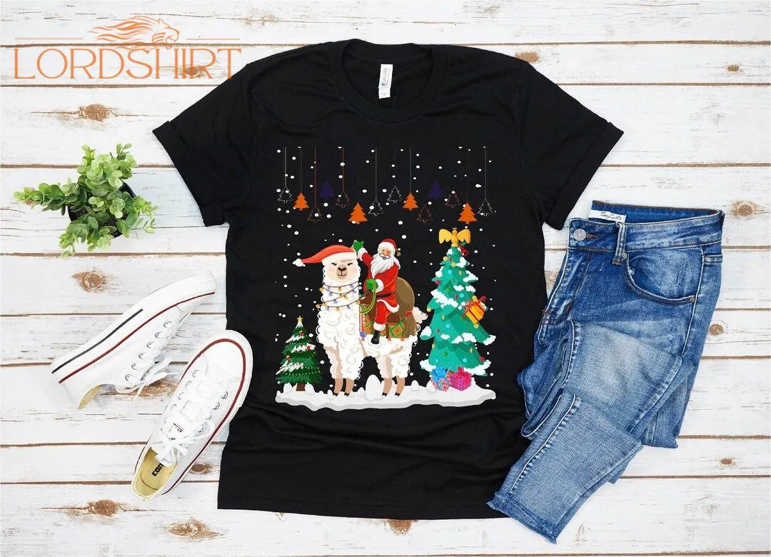 Ugly Santa Riding Llama Christmas T-shirt For Men Women