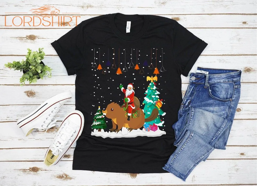 Ugly Santa Riding Otter Christmas T-shirt For Men Women