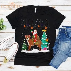 Ugly Santa Riding Pitbull Dog Christmas T-shirt For Men Women