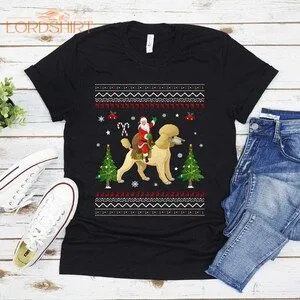 Ugly Santa Riding Poodle Dog Christmas T-shirt For Men Women